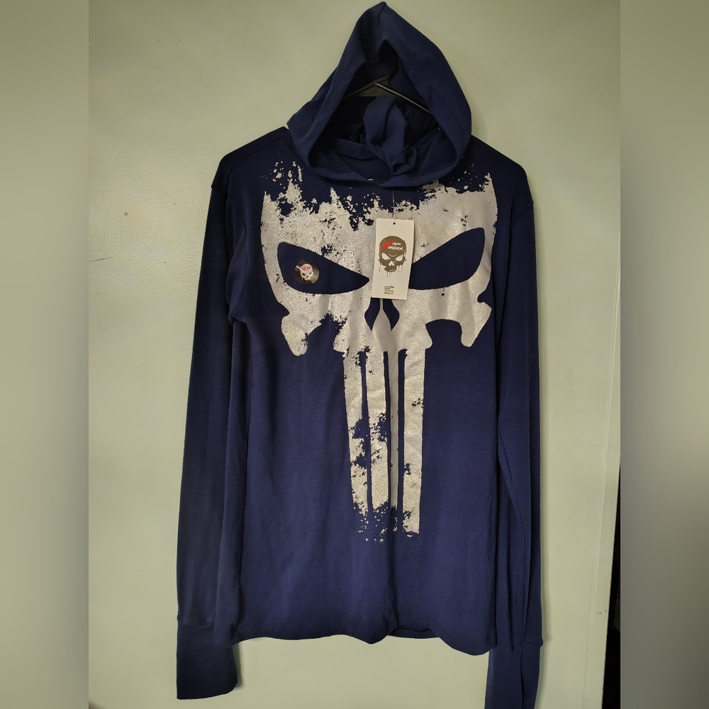 URBAN Survivor  Boys Navy Skull Graphic Long Sleeve Tee